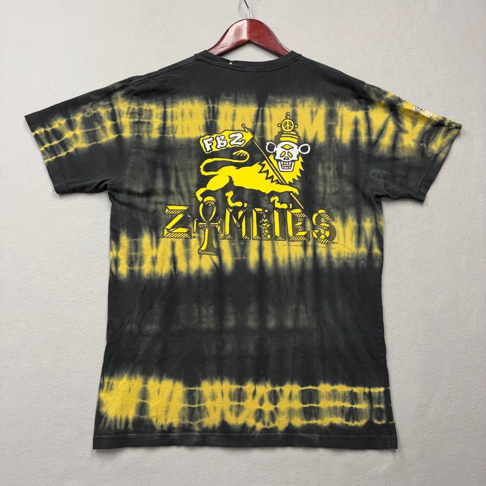 Flatbush Zombies T-Shirt Mens Large Black Yellow Tie Dye FBZ Lion Graphic Tee